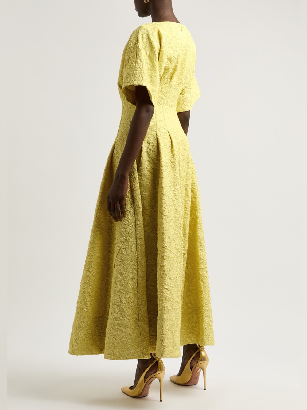 Jonathan Simkhai | Rosalie Yellow Textured Jacquard Maxi Dress Size 4 - Picture 7 of 11